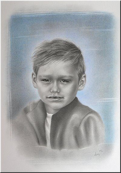 Portraitzeichnung "Niels" in Mischtechnik