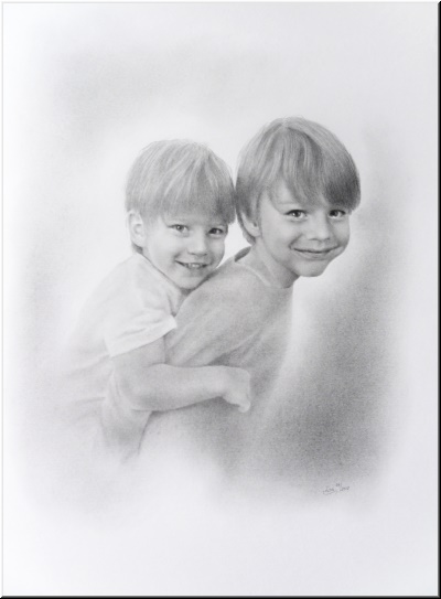 Portraitzeichnung "Geschwister"